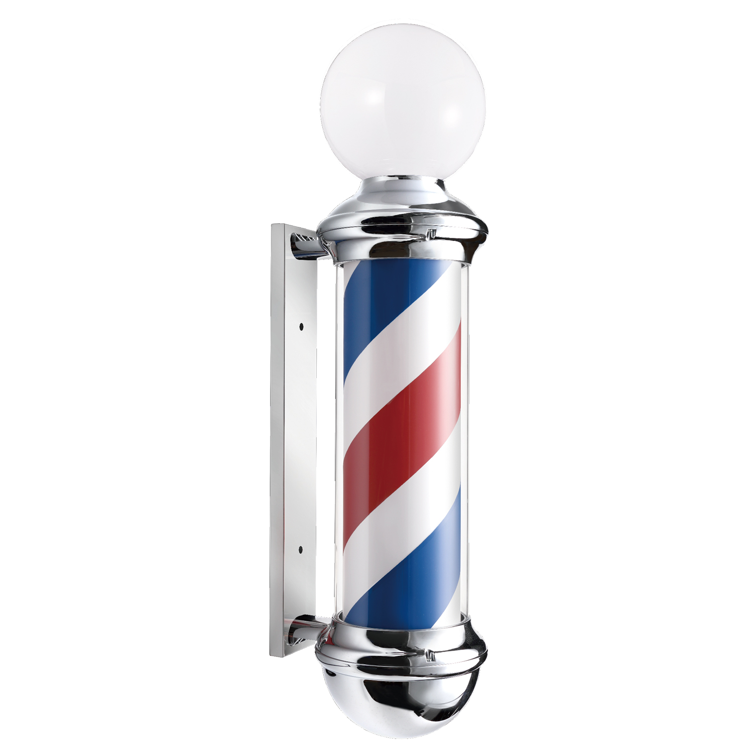 Novon Professional Barber Pole Classic Chrome with light – Red / Blue