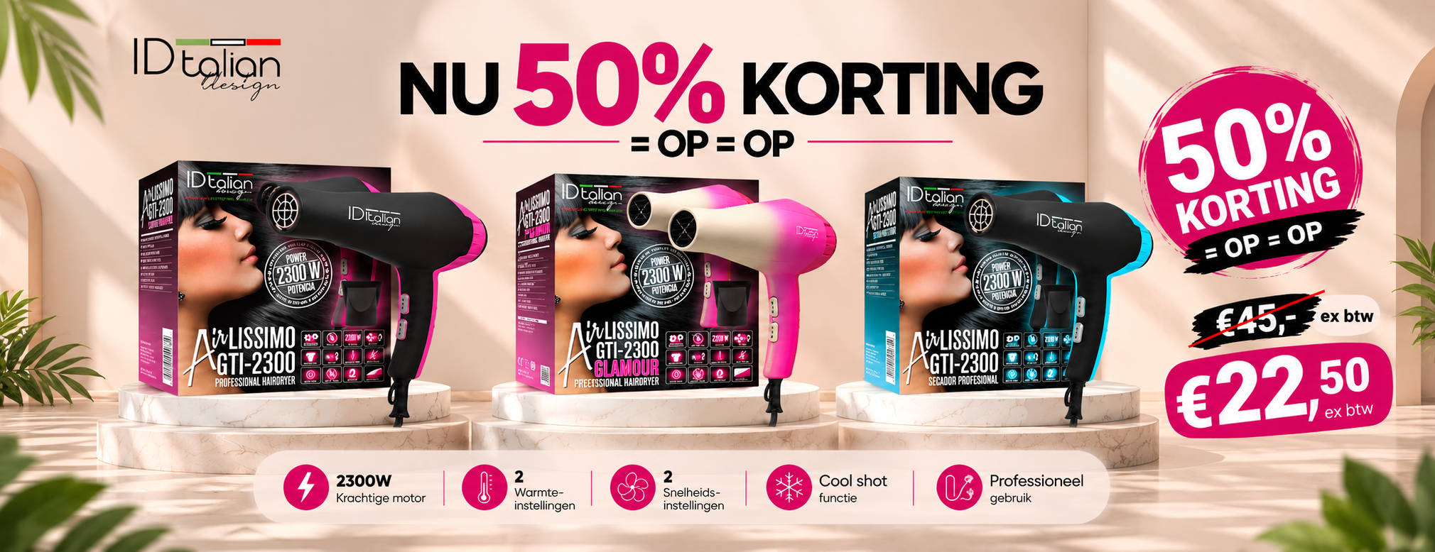 Elegante haardrogeractie met 50% korting