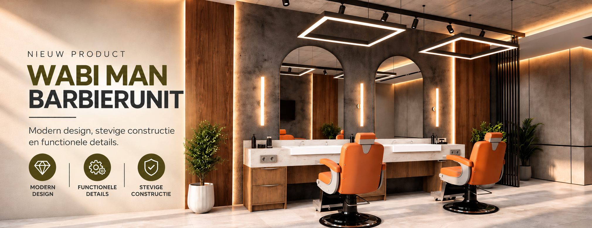 Wabi Man Barbierunit in Moderne Saloninterieur